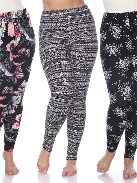 White Mark Womens Pack Of 3 Plus Size Leggings