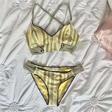 Yello Knit Bikini Set Both Size Small Depop