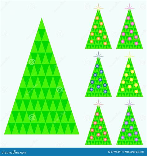 Collection Of Christmas Trees Of Triangles Stock Vector Illustration