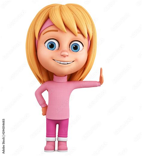 Cartoon Character Little Girl Leaned On A White 3d Render , 40% OFF