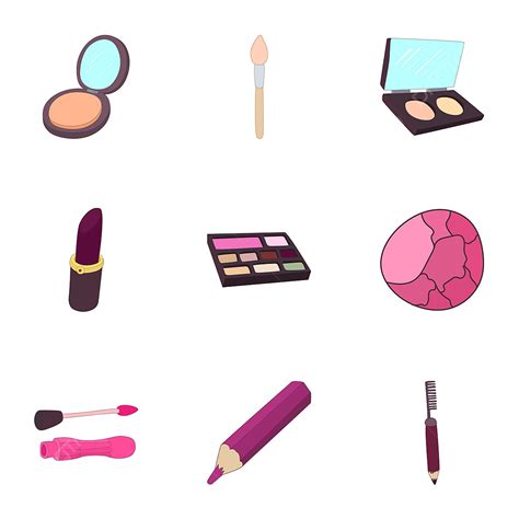 Conjunto De Iconos De Cosmetología Estilo De Dibujos Animados