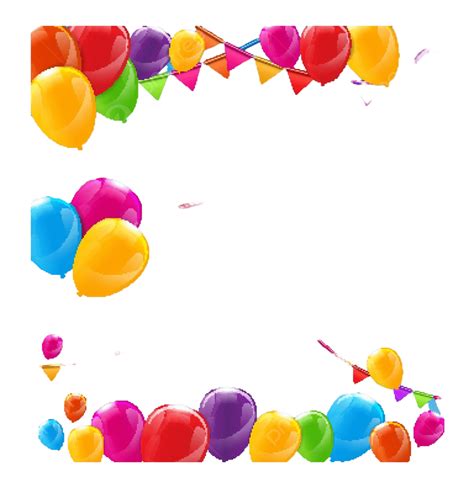 Color Brillante Feliz Cumpleaños Globos Banner Fondo Carnaval Globo Volando Vector Png