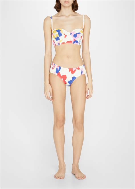 Kate Spade New York Summer Floral Smocked Underwire Bralette Bikini Top