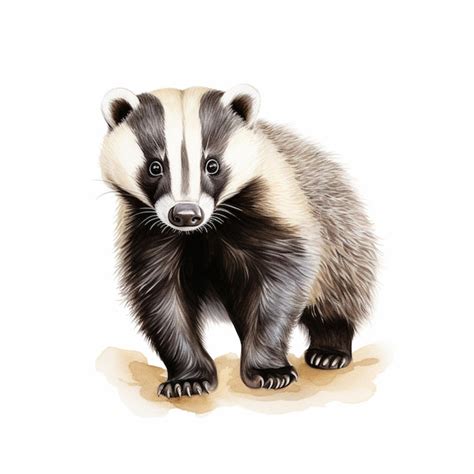 Premium AI Image | there is a drawing of a badger standing on a white ...