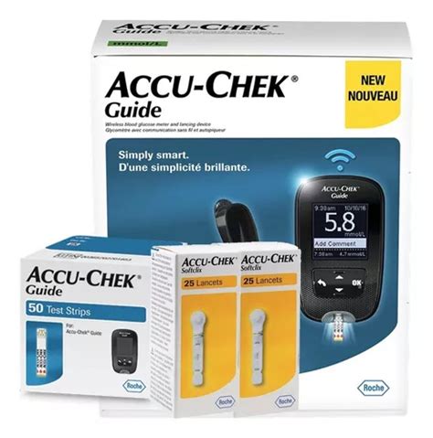 Accu chek Glucómetro Guide Con 50 Tiras Y 50 Lancetas Color Negro