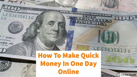 How To Make Quick Money In One Day Online Youtube