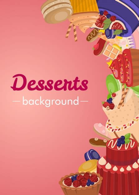 Premium Vector Desserts Background With Colorful Glazed Pastries