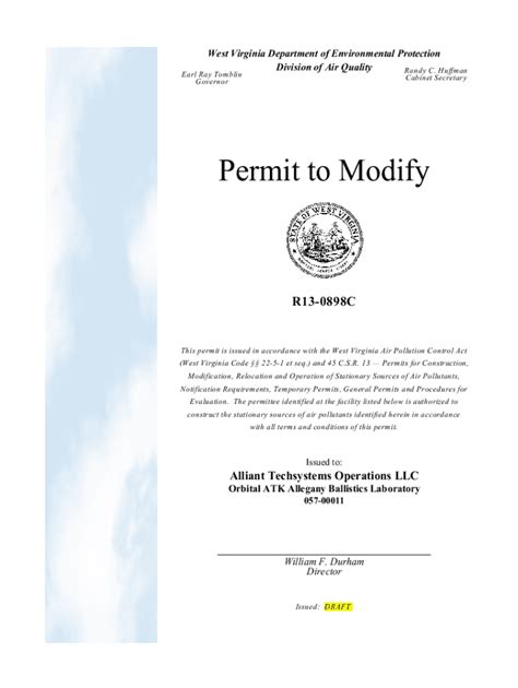 Fillable Online Dep Wv Permit Modification Approval Fax Email Print