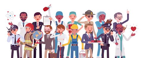 Professions And Jobs Men Occupations For Career Stock Illustration