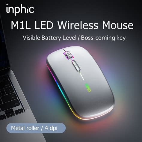 Inphic M L G Slim Wireless Mouse Rechargeable With Usb Receiver For