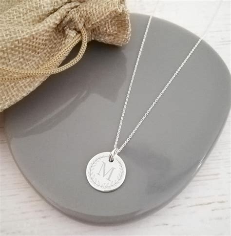 Sterling Silver Engraved Laurel Wreath Coin Necklace - The Perfect ...