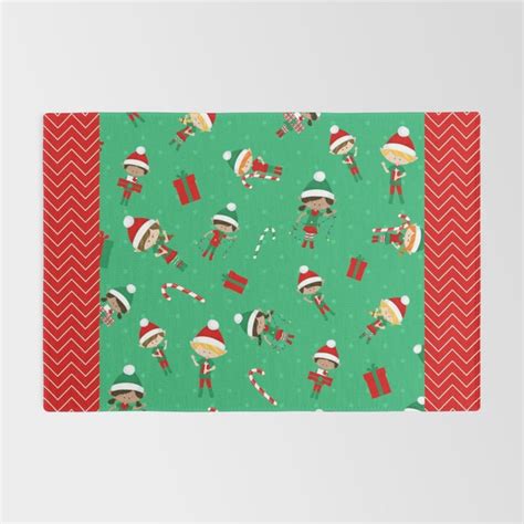 Christmas Elves Rug Elf Green Red Xmas Rug Christmas Rug Christmas