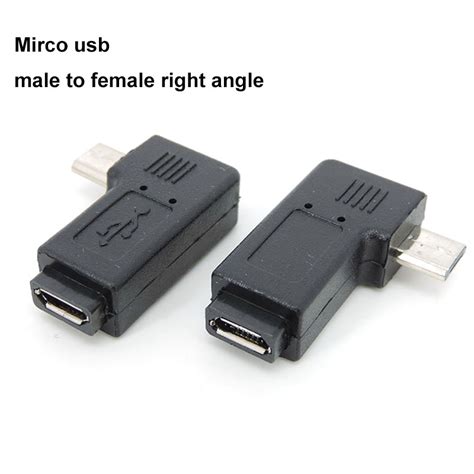 90 Graus Esquerda Direita Ângulo Micro USB Fêmea Para Macho Adaptador