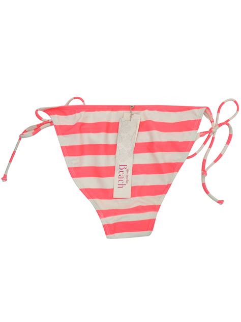 Accessorize Pink Stripe Print Tie Side Bikini Bottoms Size To