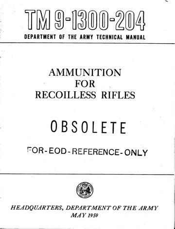 Tm Ammunition For Recoilless Rifles Us Gov Free