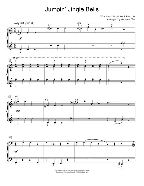 Jingle Bells Educational Piano Print Sheet Music Now