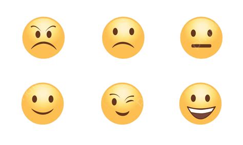 Yellow Emoticon Set With 6 Expressionshappy Sad Angry Surprised Neutral