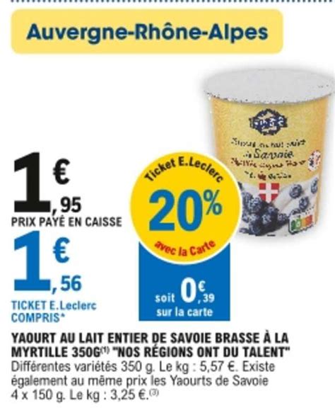 Promo Yaourt Au Lait Entier De Savoie Brass La Myrtille G Nos