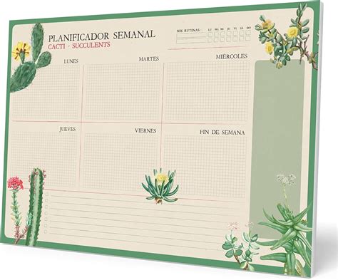 Grupo Erik Bloc Planificador Semanal A3 Botanical Cacti Organizador