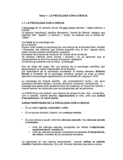 Psicologia A Ciencia Tema La Psicologia A Ci Ncia La