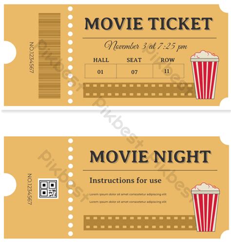 Popcorn Commercial Style Movie Ticket Template Psd Png Images Free