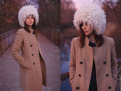 Белая шапка из меха овечки ручной работы PAPAHA WHITE Classik в ...