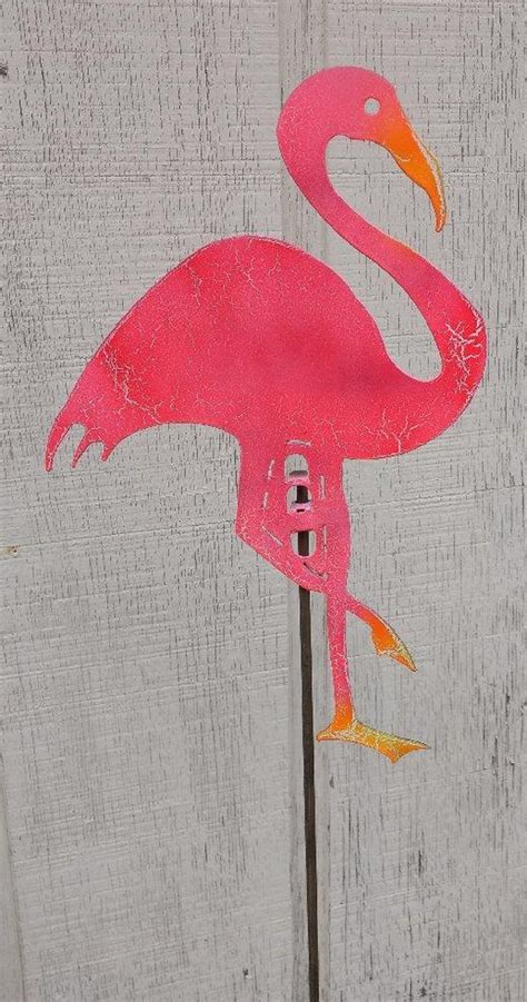 Handcrafted Kinetic Metal Yard Art Pink Flamingo Garden Stake