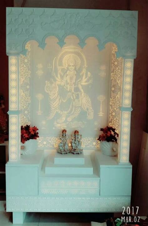 Glacier White Glossy D Corian Maa Durga Mandir For Religious At Rs