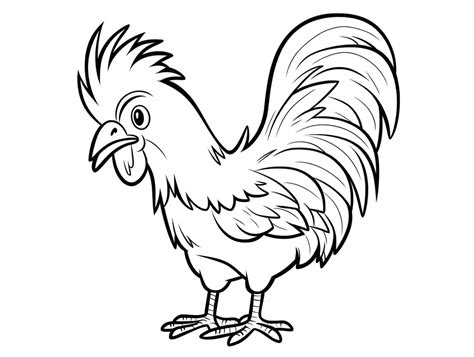 Cartoon Rooster Coloring Coloring Page