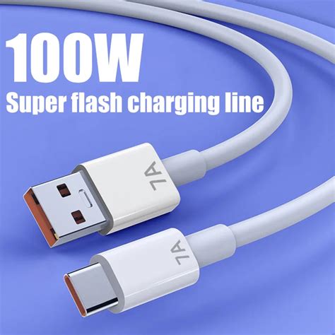 7a 100w Usb Type C Cable Super Fast Charge Cable For Huawei Xiaomi Samsung Poco Realme 7a Fast