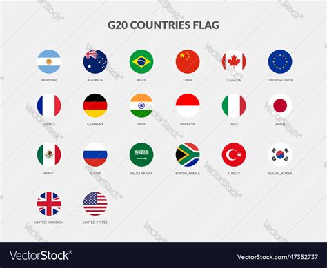 G20 countries flag icons collection Royalty Free Vector