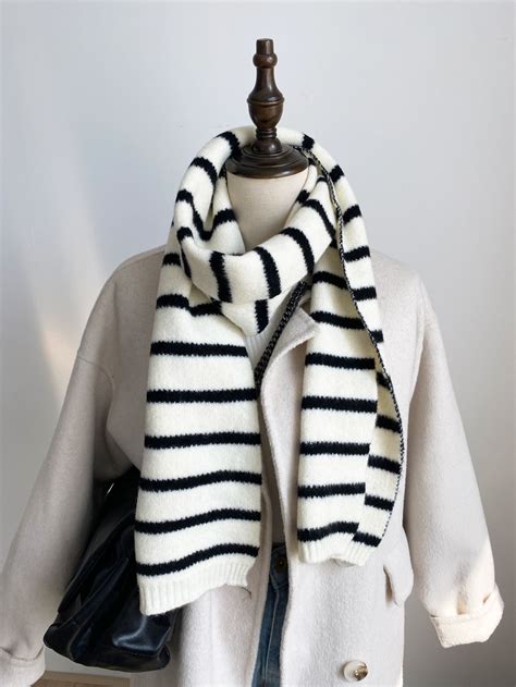 Striped Pattern Scarf Stripe Scarf Knit Striped Scarf Outfit Stripe