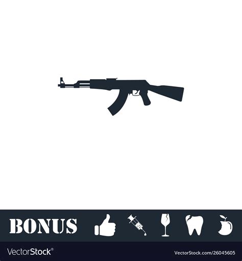 Assault Rifle Icon Flat Royalty Free Vector Image