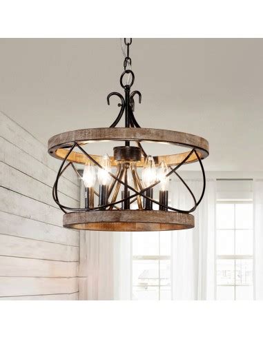 Oaks Aura Farmhouse 5 Light Cage Rustic Chandelier Adjustable Height