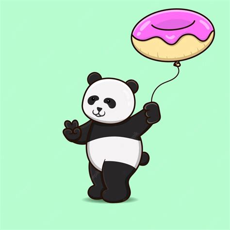 Premium Vector Cute Panda Holding Donuts Balloon Mascot Panda