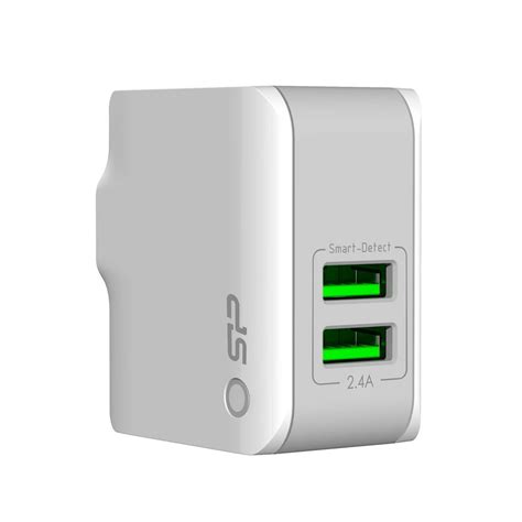 Silicon Power Dual Port Usb Ultra Compact Wall Charger 2 4a Output Foldable Plug And Smart Detect