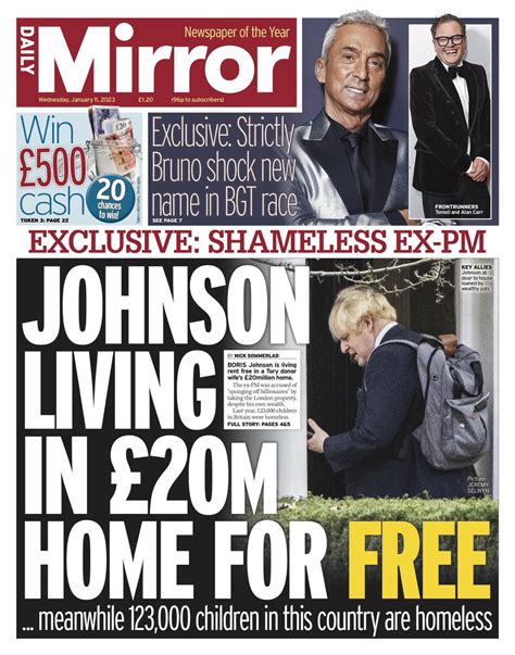 Daily Mirror Front Page 11th Of January 2023 Tomorrows Papers Today