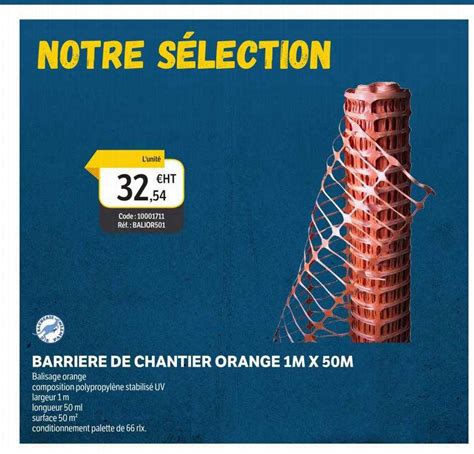 Promo Barrière De Chantier Orange 1m X 50m chez DomPro iCatalogue fr