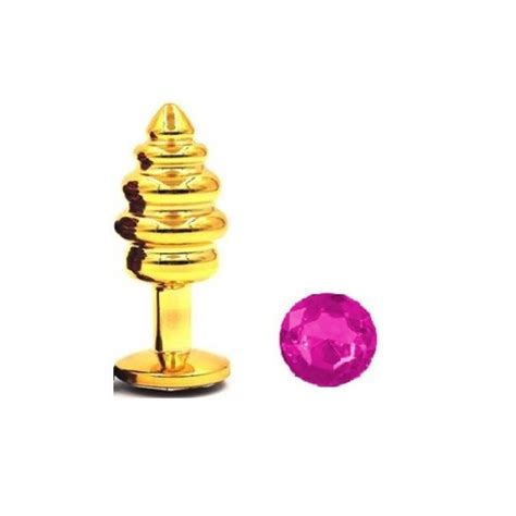 Gouden Buttplug Met Roze Kristal 29 Mm