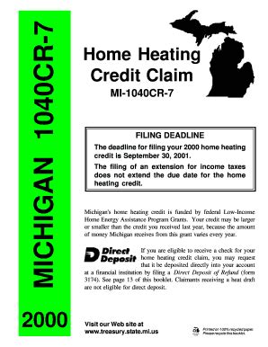 Fillable Online Form MI 1040CR 7 Instructions For 2000 Michigan Home