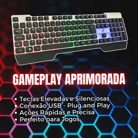 Teclado Semi Mec Nico Gamer Padr O Brasileiro Abnt Led Rgb Fio