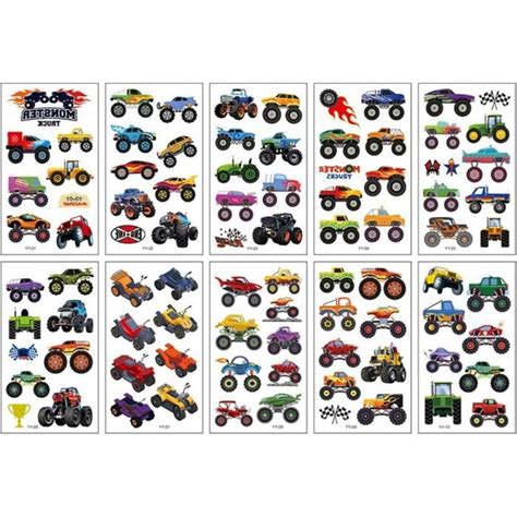 Monster Truck Tatouage Temporaire Pcs Tatouages Temporaires Des