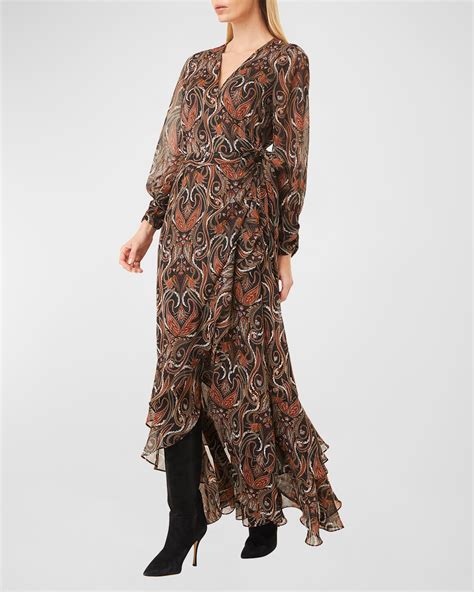 Misa Pamela Paisley Chiffon Maxi Wrap Dress Spartina Paisley