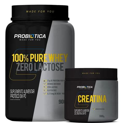 Pure Whey Zero Lactose G Creatina G Probi Tica Kit De