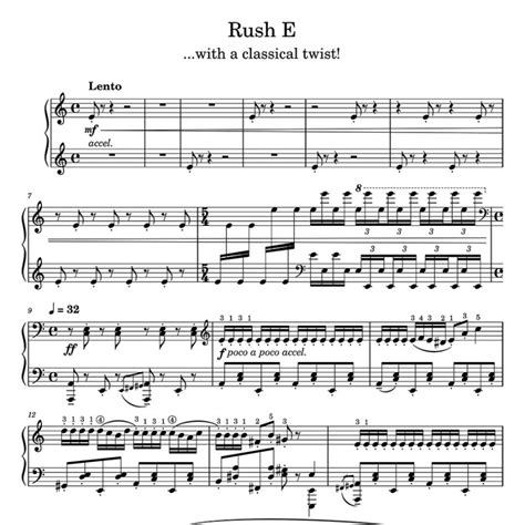 Rush E... with a classical twist! - Piano - (Sheets, Tutorial score)