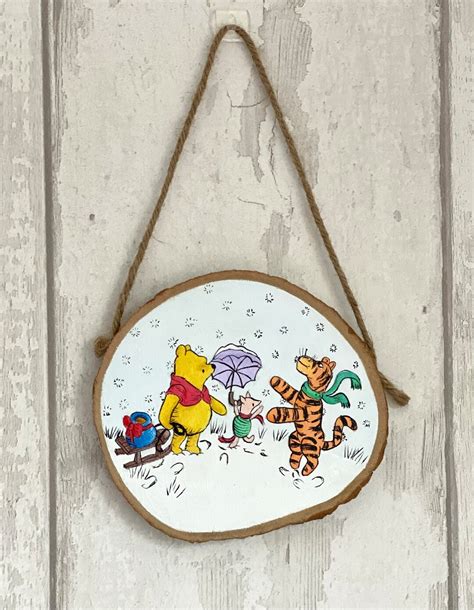 Winnie the Pooh Piglet Tigger Christmas Hand Painted Wood Slice - Etsy