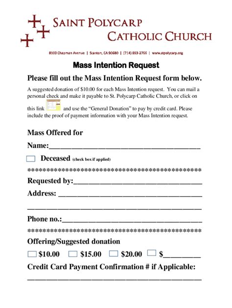 Fillable Online Mass Intention Request Fax Email Print Pdffiller