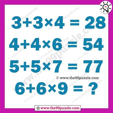 Maths Logic Problem For Adults - Brain teaser Puzzles - The 99 Puzzle