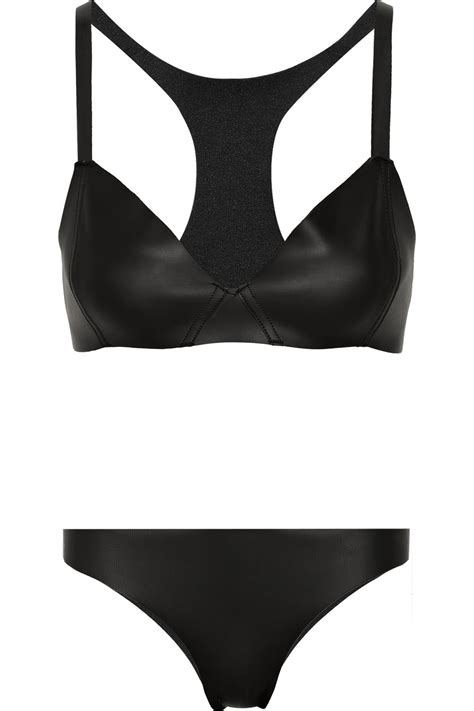 Mikoh Swimwear Trestles Racerback Rubberized Neoprene Bikini In Black