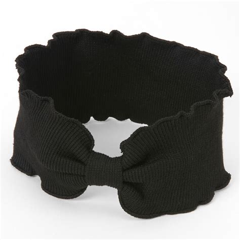 Ribbed Knotted Ruffle Headwrap Black Claires Us